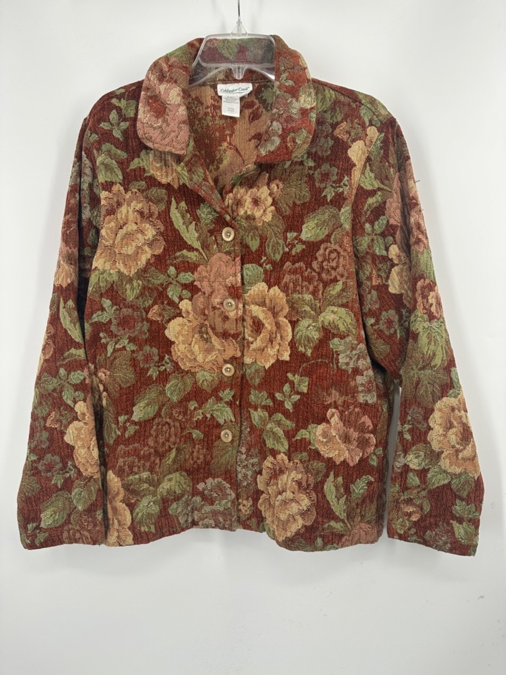 Coldwater Creek Tapestry Jacket Rust Rose Floral